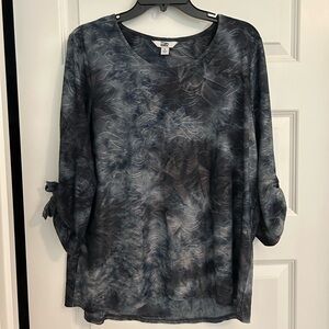 Croft & Barrow Gray 3/4 Tie Sleeve Blouse - XL